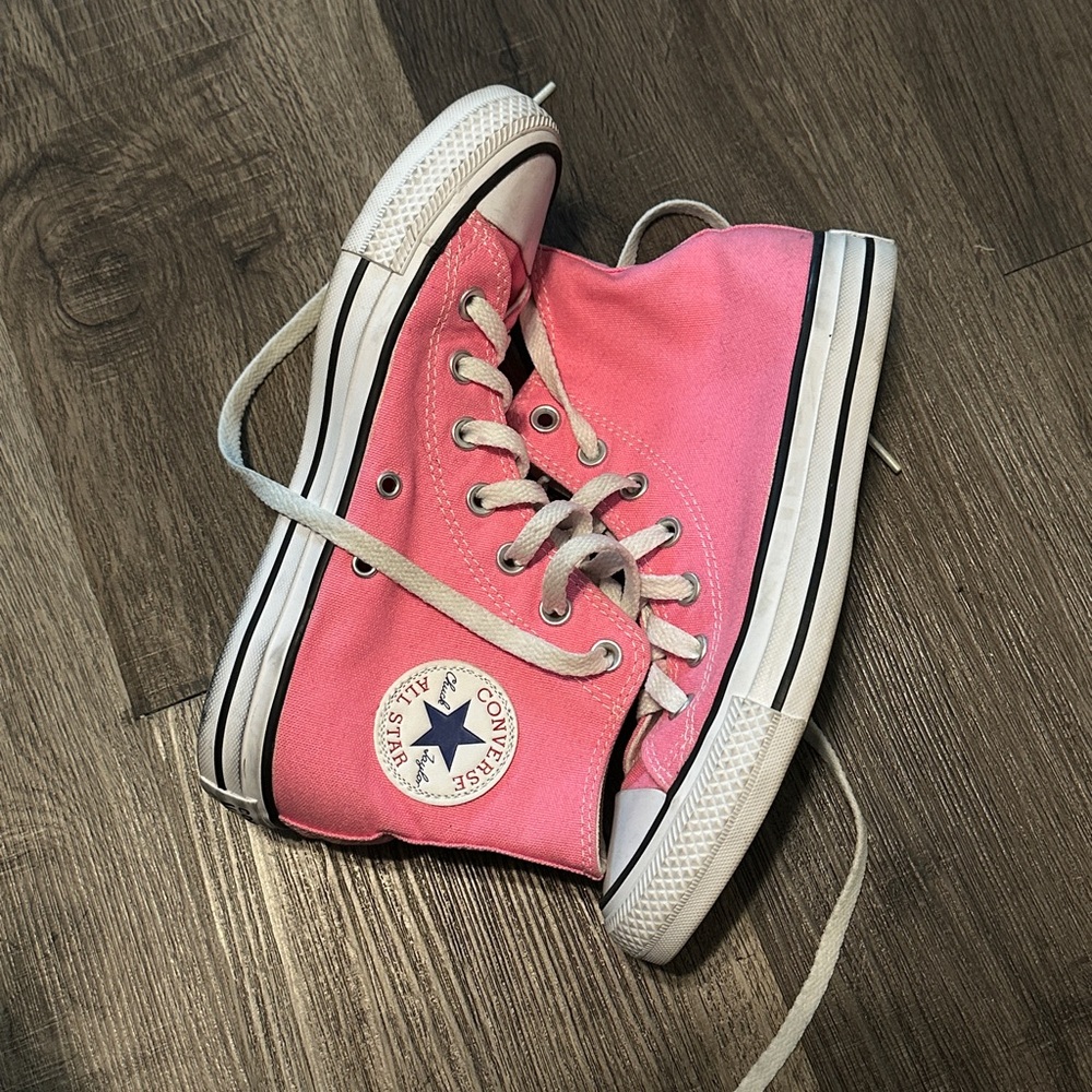 Converse High-Top Sneakers in Pink and White